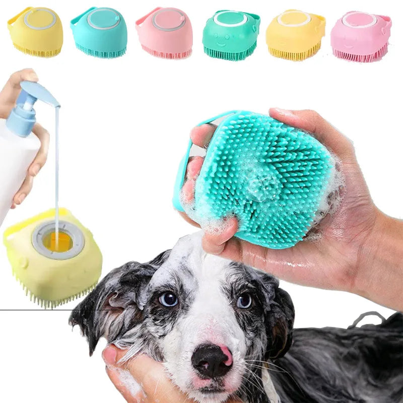 Cepillo de Baño 2 en 1 para Mascotas | Masajea, Limpia y Elimina Pelo